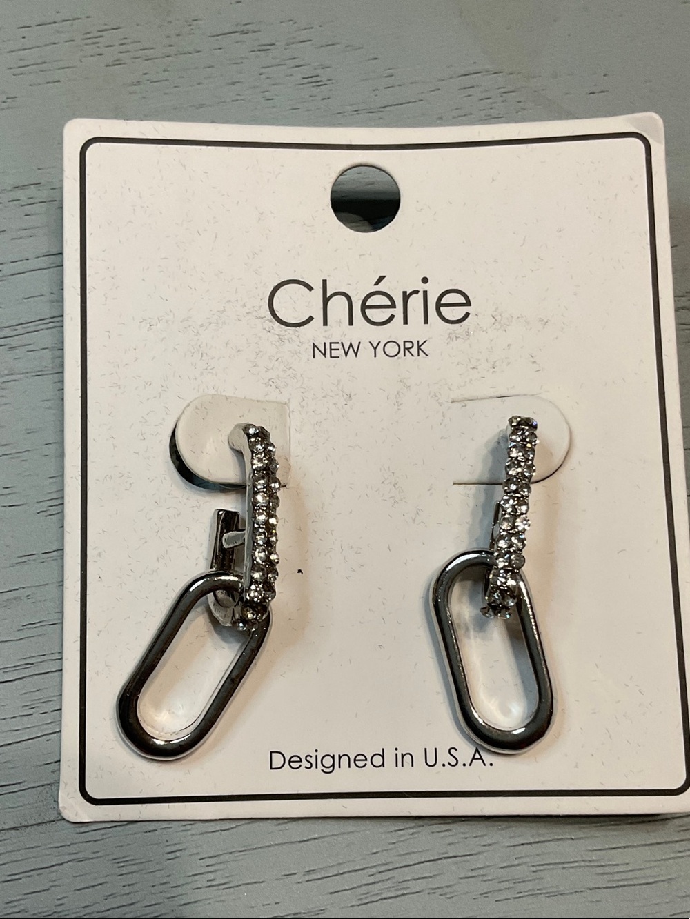 Chérie New York Silver Crystal Drop Earrings - Silver